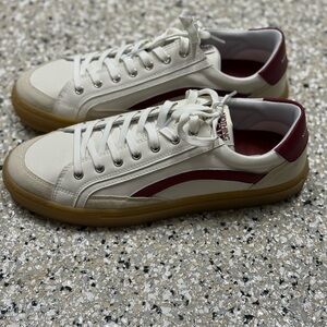 Men's White and Red Sneakers